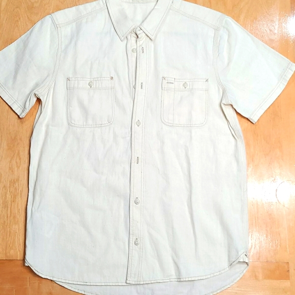 GAP Shirts Gap Szm Cream Linen Shortsleeved Button Top Poshmark
